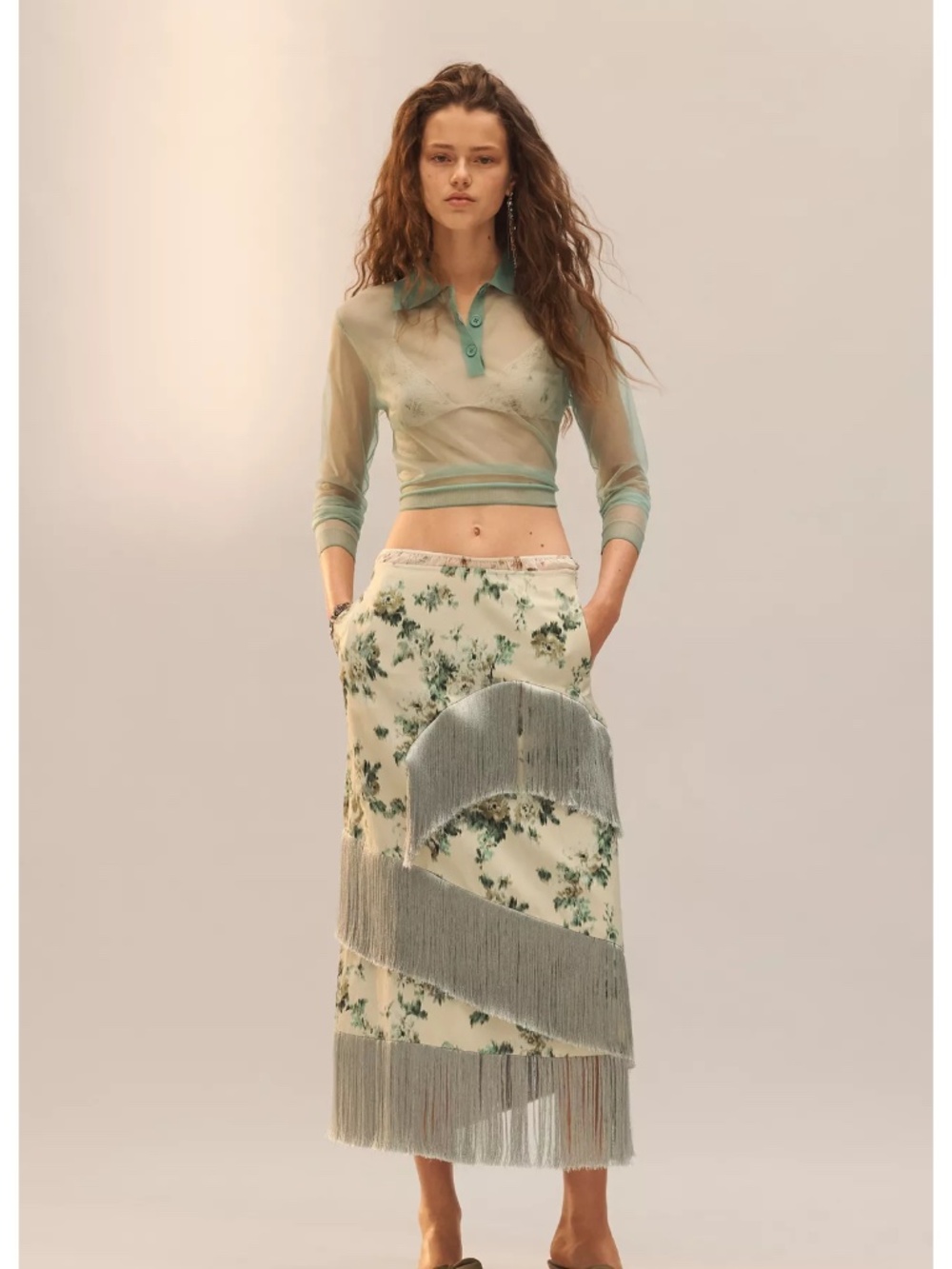 NWT Zara limited edition floral fringe skirt - Picture 1 of 7